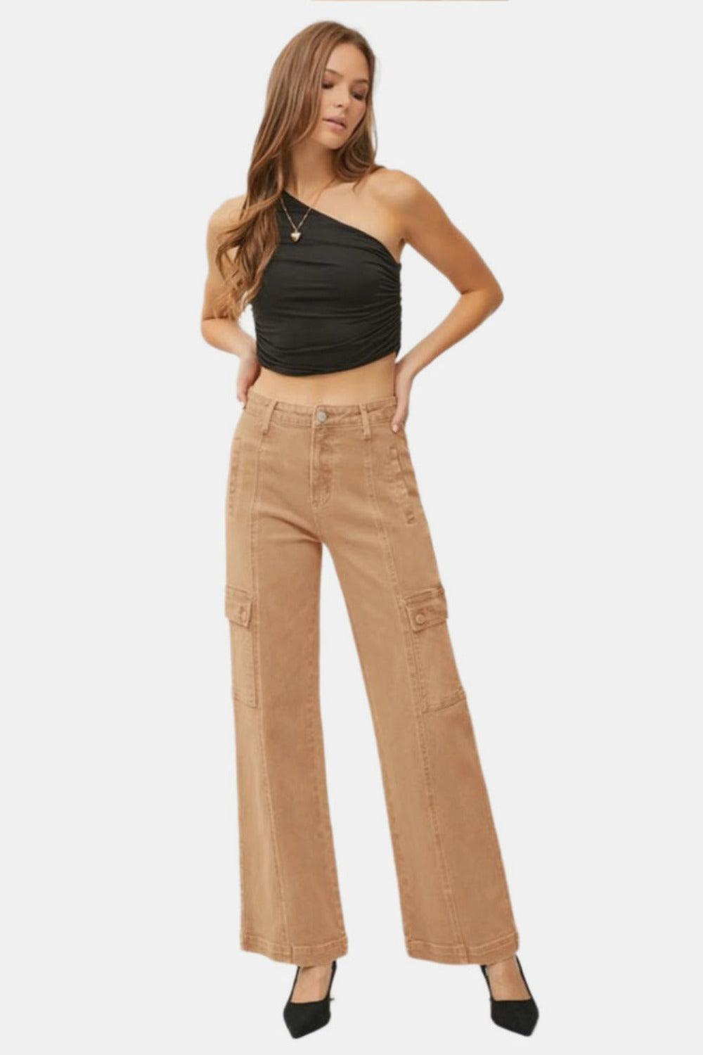 Full Size High Rise Wide Leg Cargo Jeans - The Daily Makeover