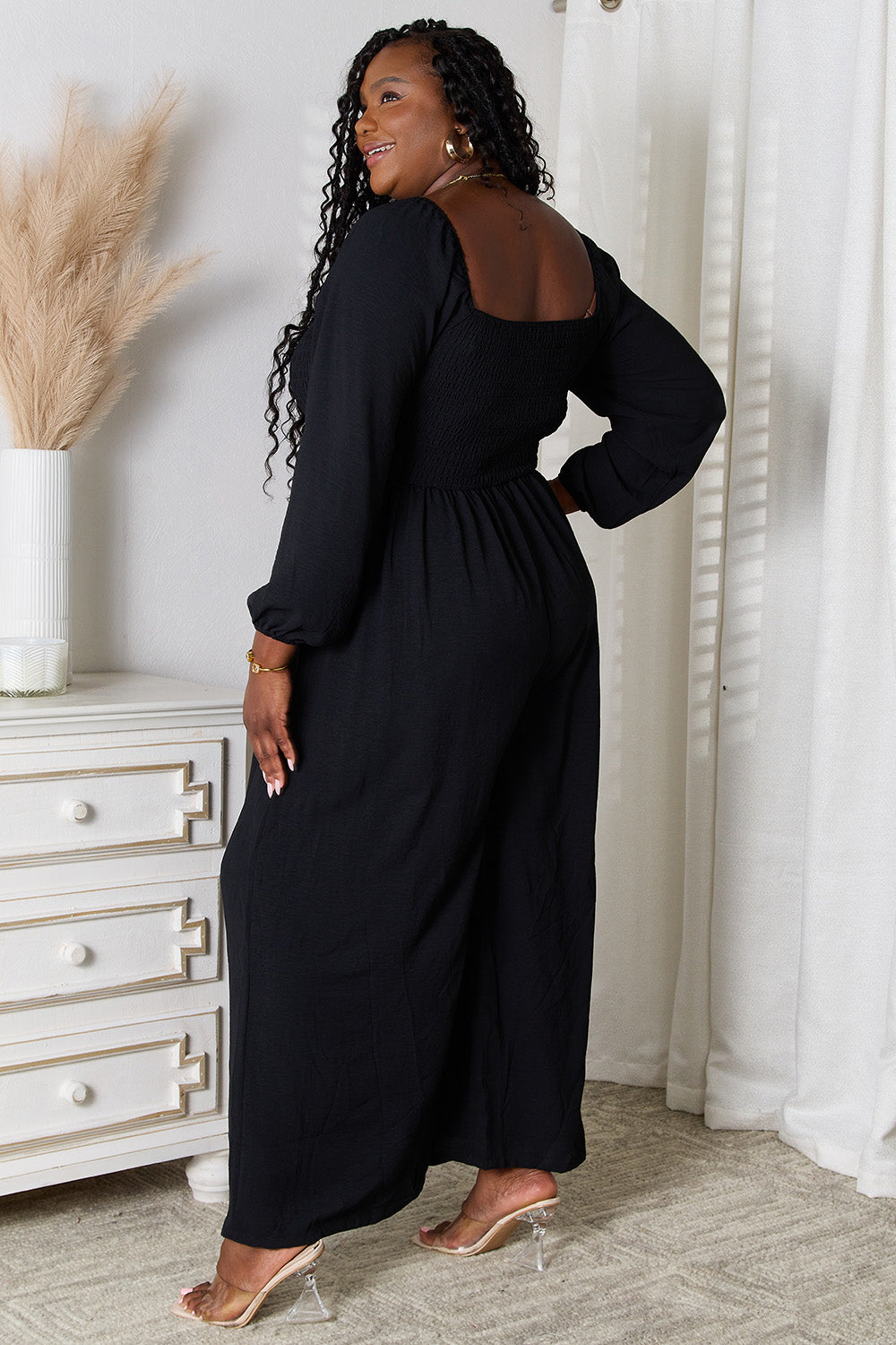 Double Take Square Neck Jumpsuit with Pockets - The Daily Makeover