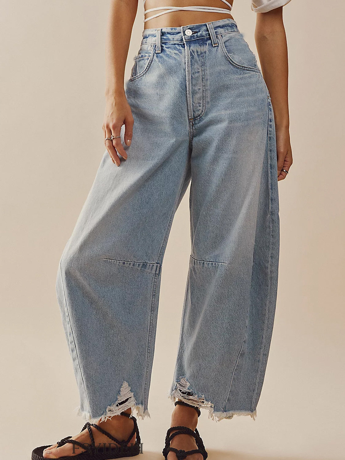 Raw Hem Wide Leg Jeans with Pockets - The Daily Makeover