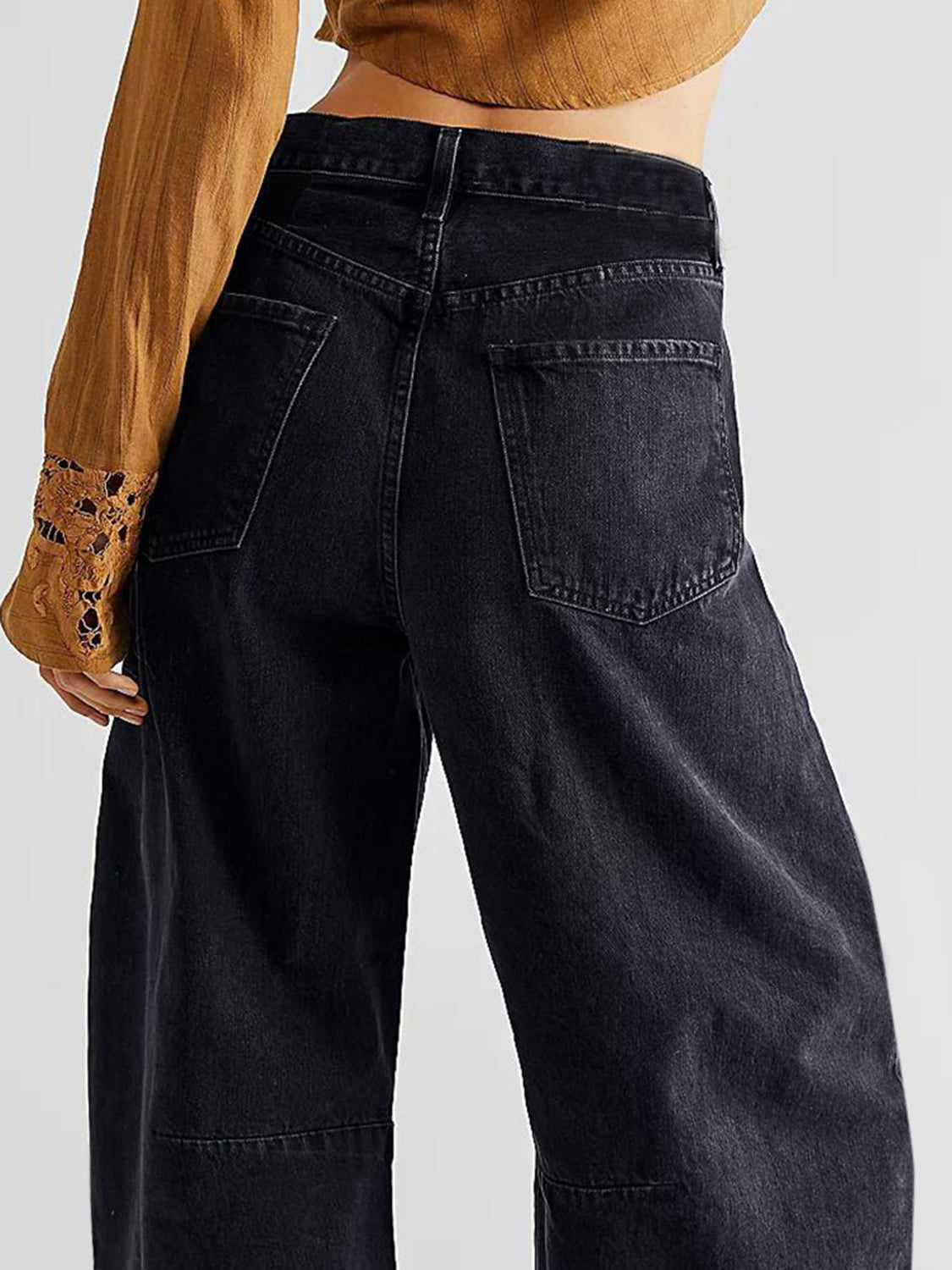 Raw Hem Wide Leg Jeans with Pockets - The Daily Makeover