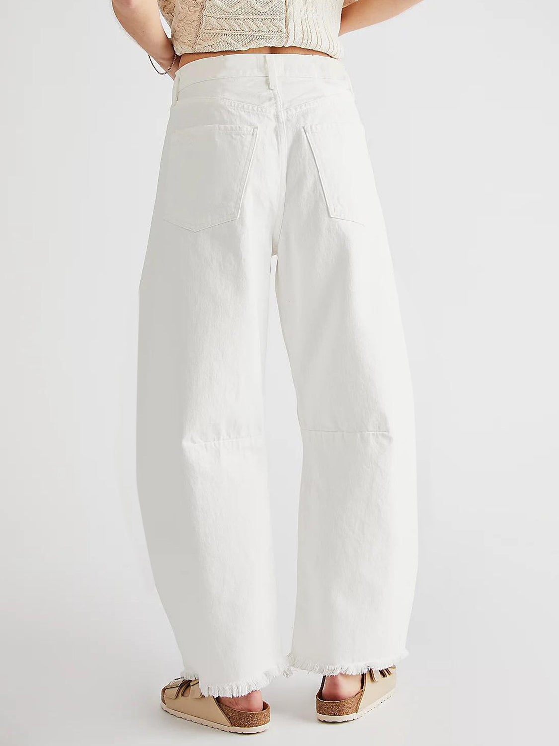 Raw Hem Wide Leg Jeans with Pockets - The Daily Makeover