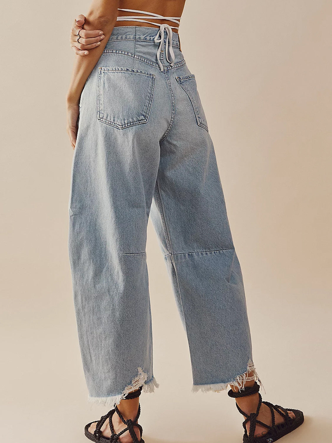 Raw Hem Wide Leg Jeans with Pockets - The Daily Makeover