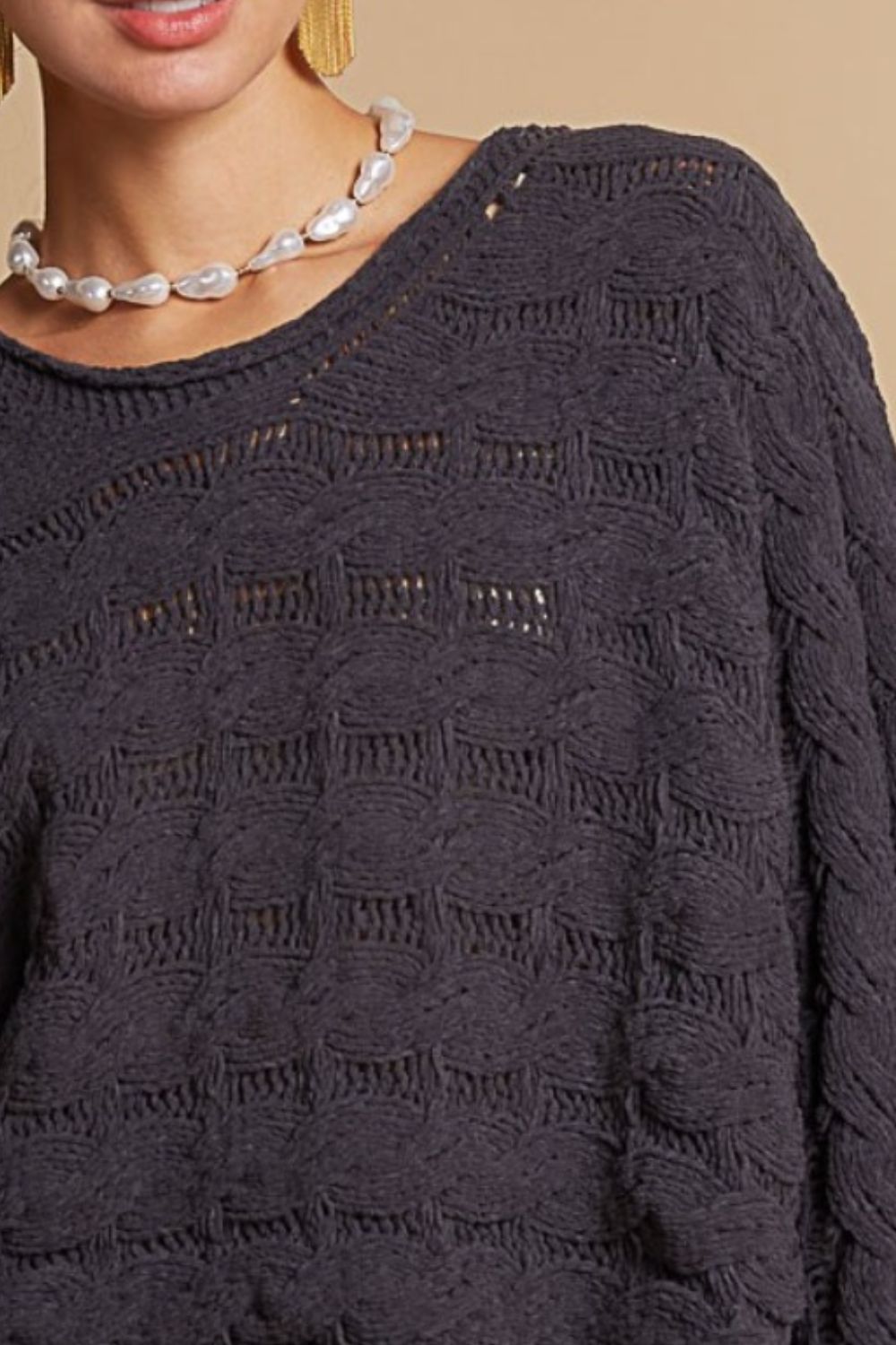 POL Round Neck Cable Knit Cropped Sweater - The Daily Makeover