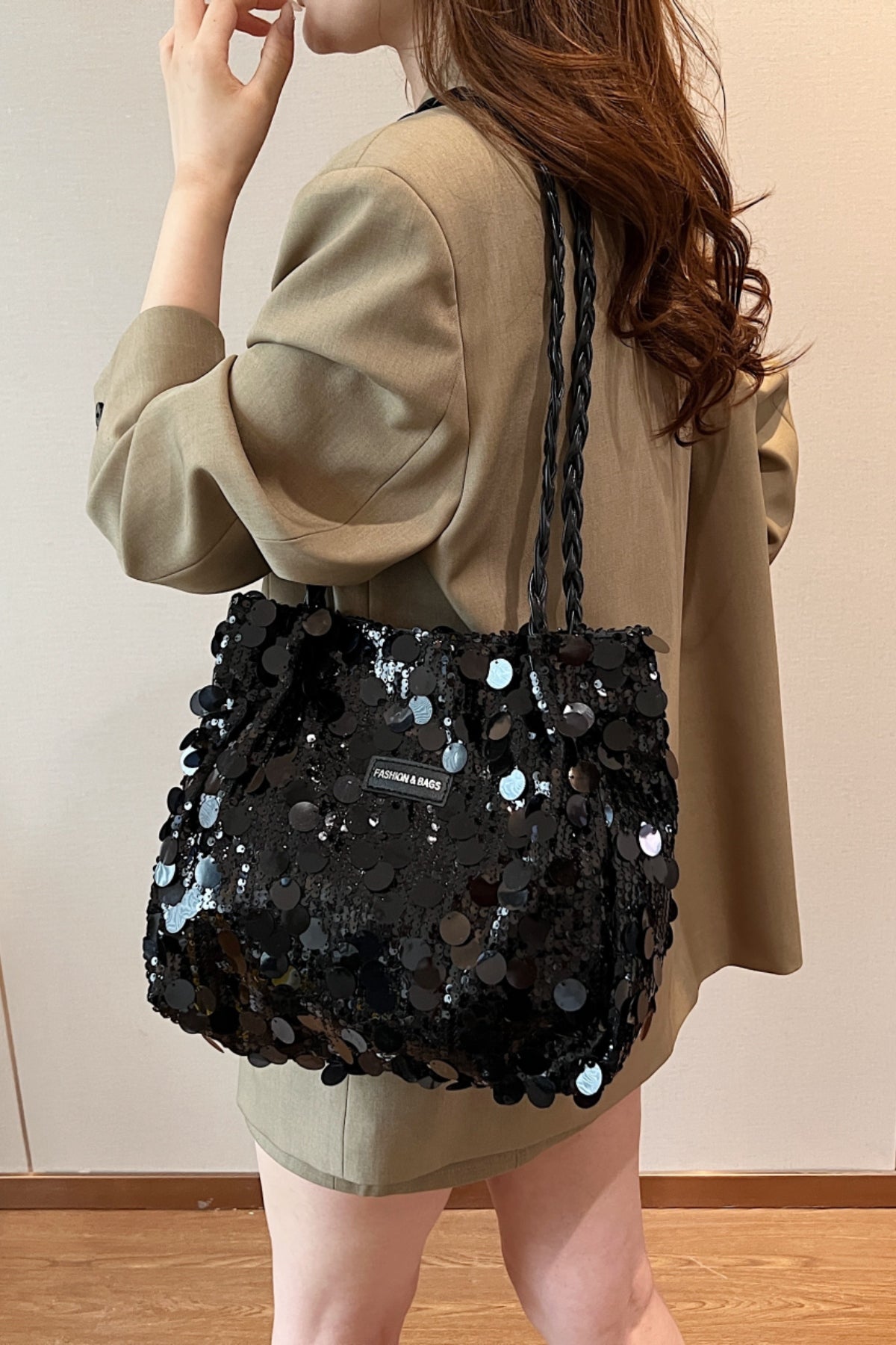 Sequin Braided Strap Shoulder Bag - The Daily Makeover