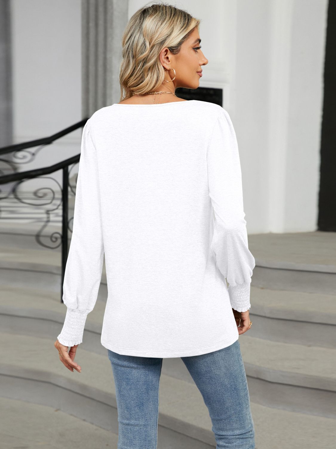 V-Neck Lantern Sleeve T-Shirt - The Daily Makeover