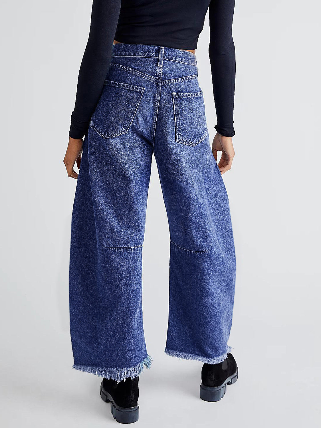 Raw Hem Wide Leg Jeans with Pockets - The Daily Makeover