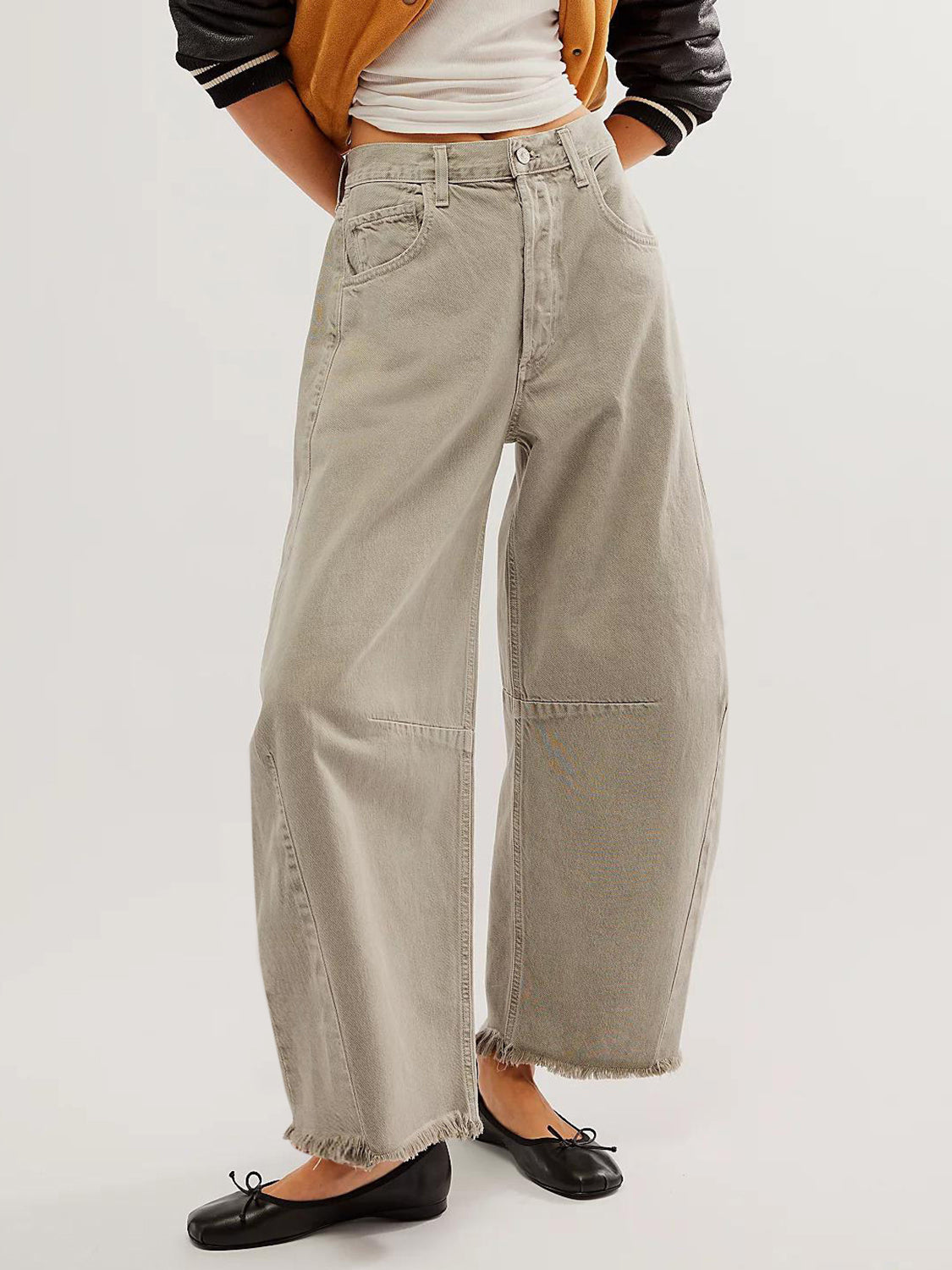 Raw Hem Wide Leg Jeans with Pockets - The Daily Makeover