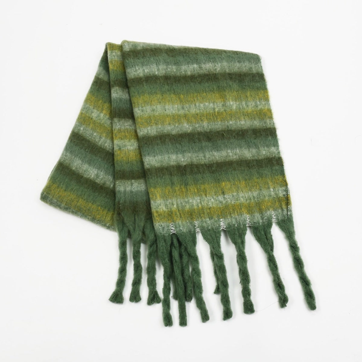 Fringe Contrast Striped Polyester Scarf - The Daily Makeover
