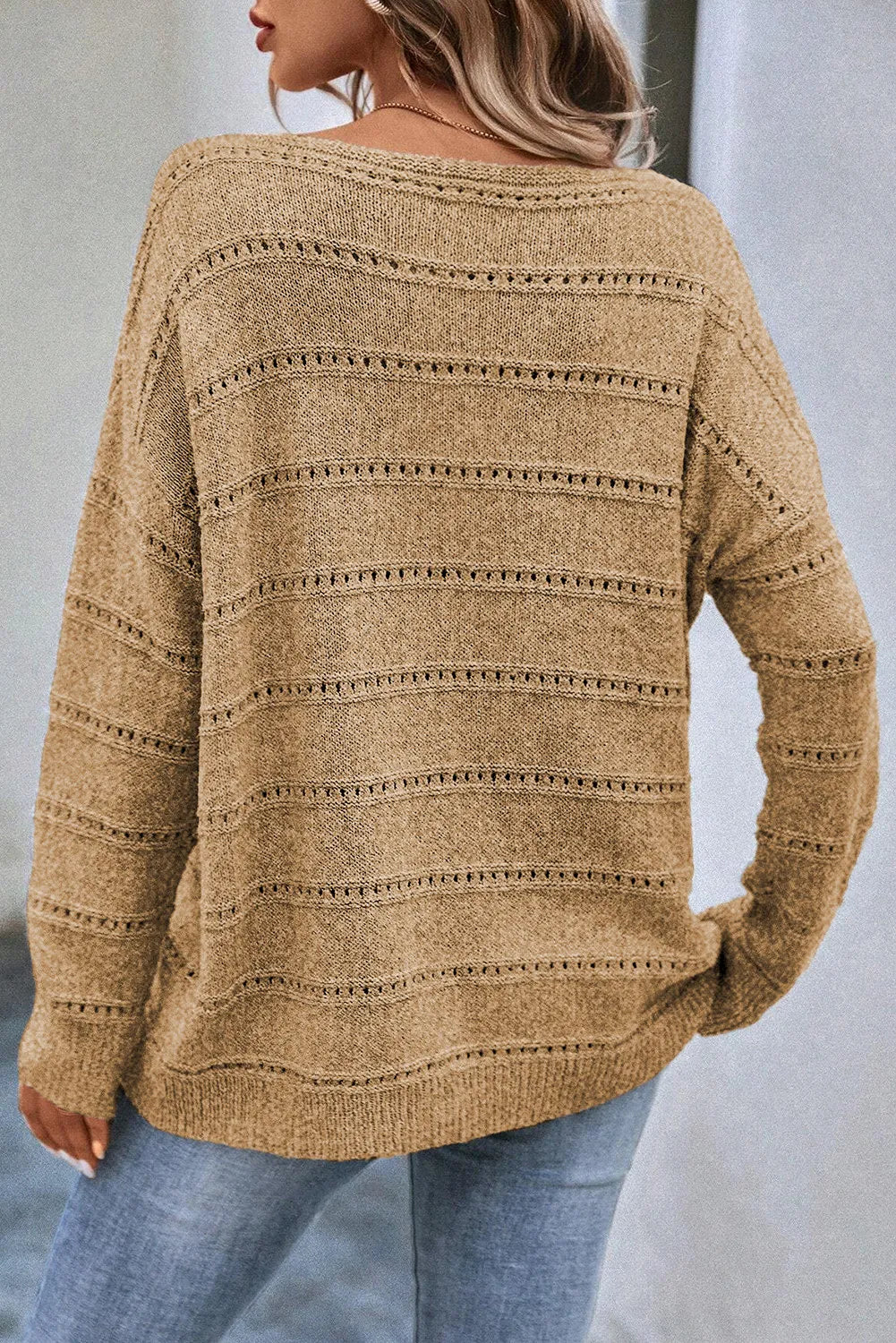 Boat Neck Dropped Shoulder Sweater - The Daily Makeover