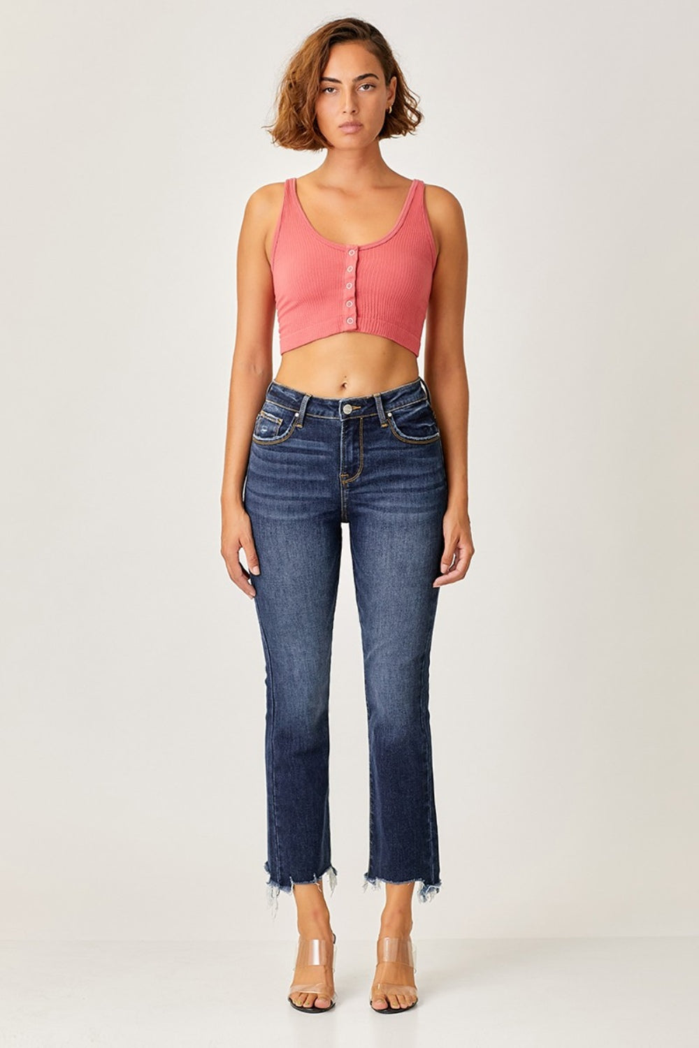 Full Size Frayed Hem Cropped Straight Jeans - The Daily Makeover