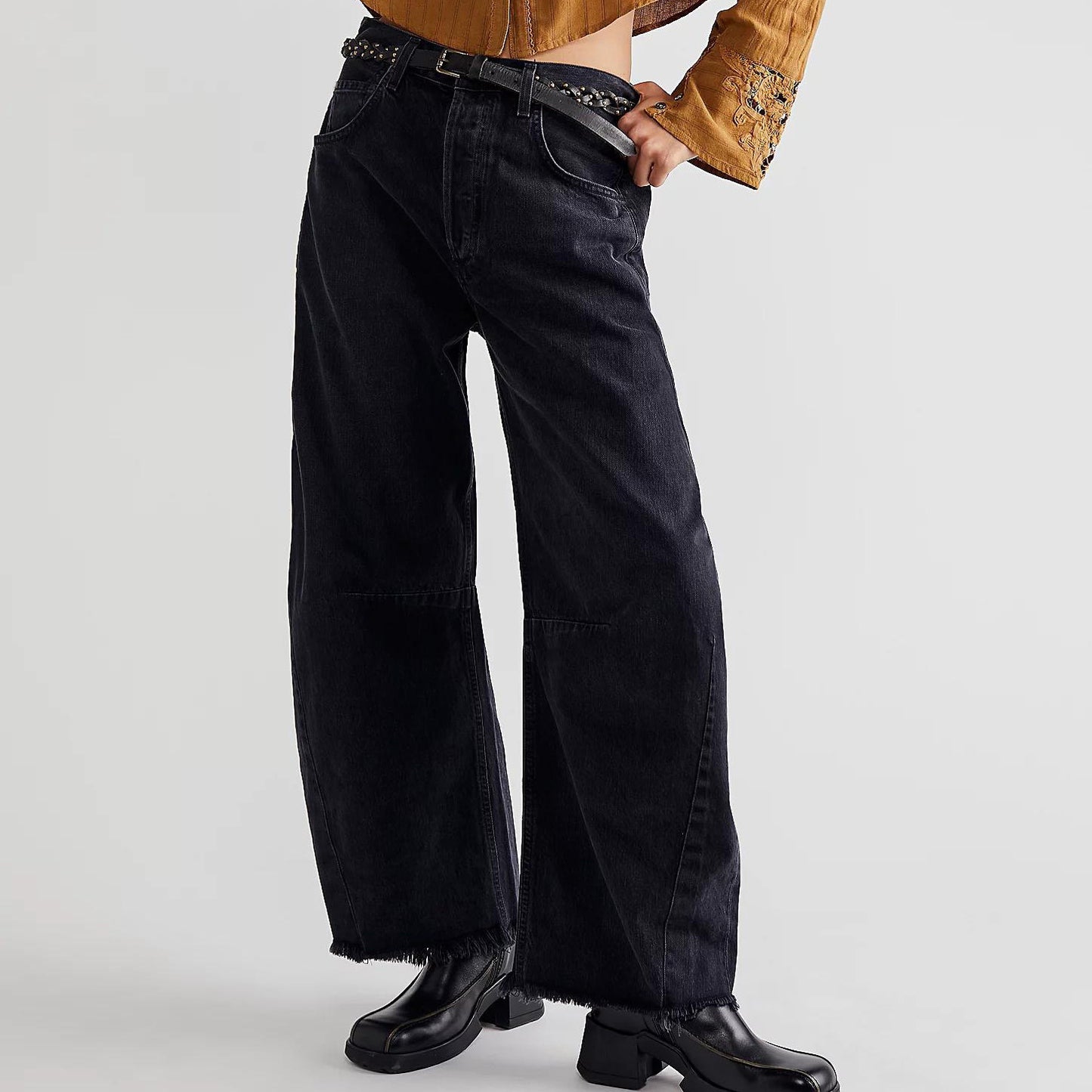 Raw Hem Wide Leg Jeans with Pockets - The Daily Makeover