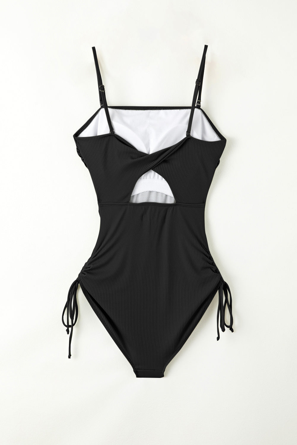 Drawstring Spaghetti Strap One-Piece Swimwear - The Daily Makeover