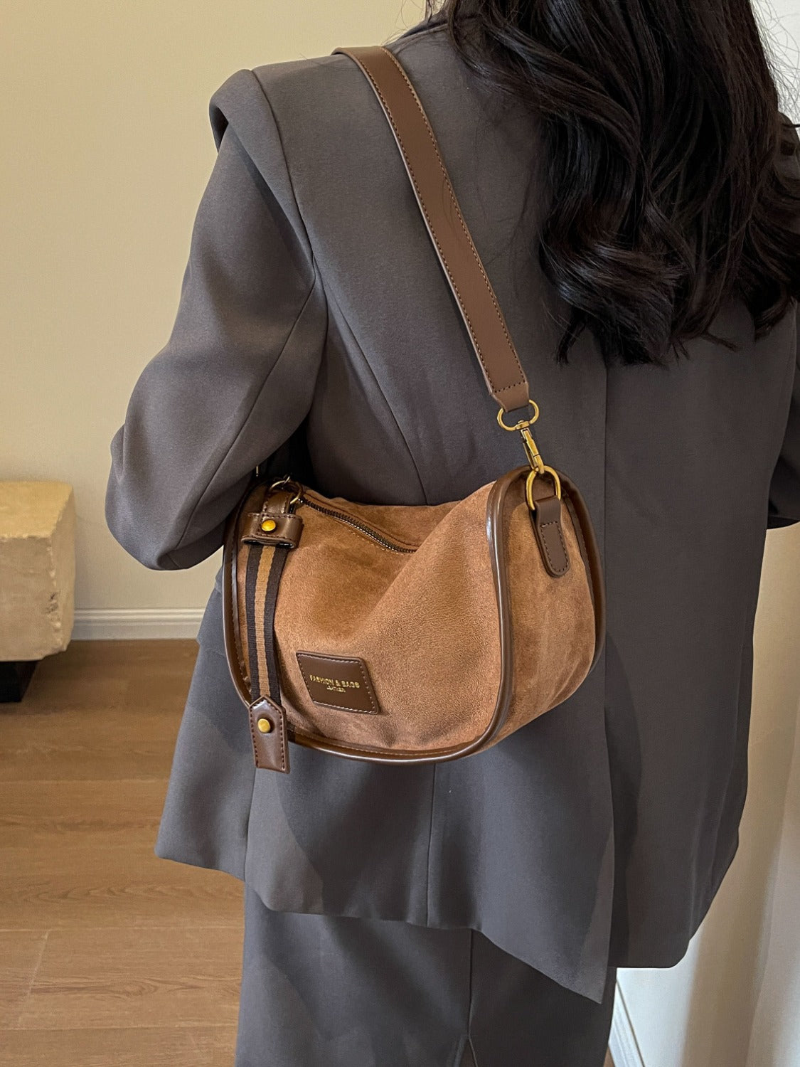Suede Adjustable Strap Shoulder Bag - The Daily Makeover