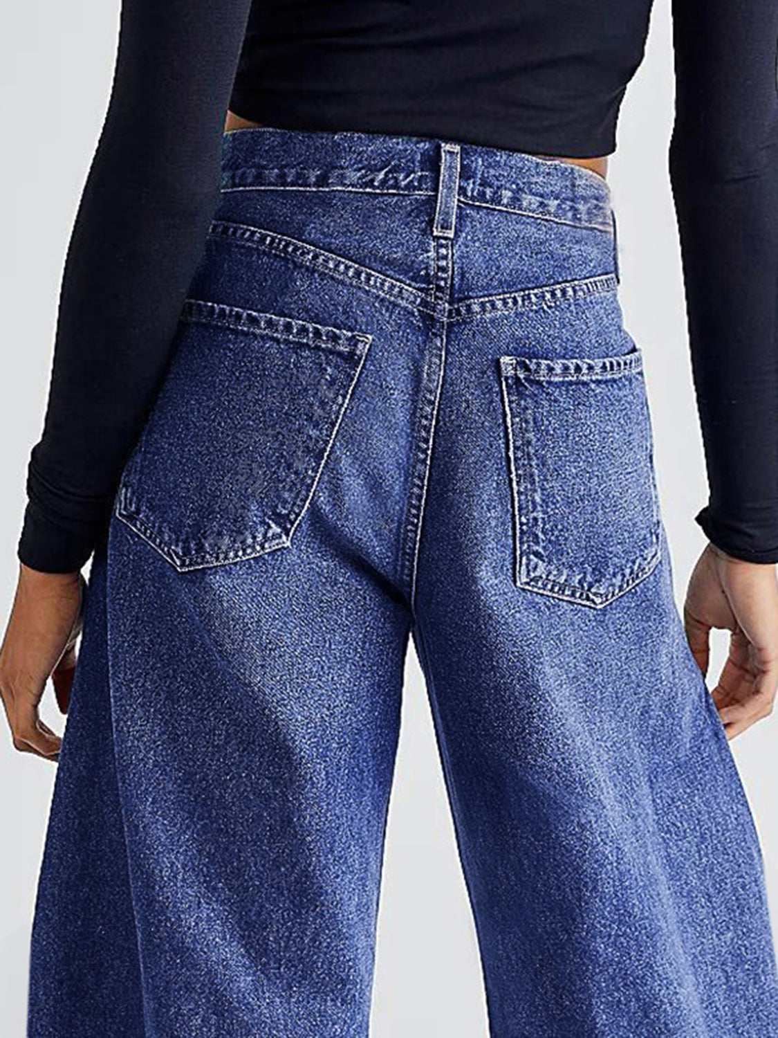 Raw Hem Wide Leg Jeans with Pockets - The Daily Makeover