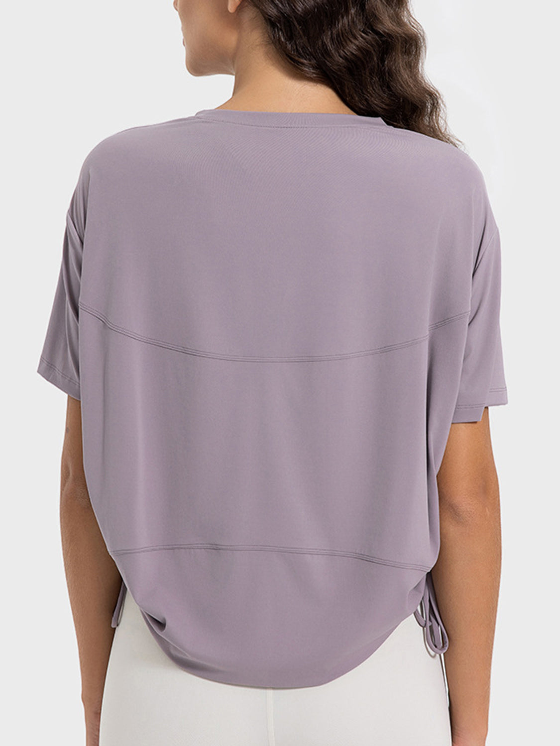 Drawstring Round Neck Short Sleeve Active T-Shirt - The Daily Makeover