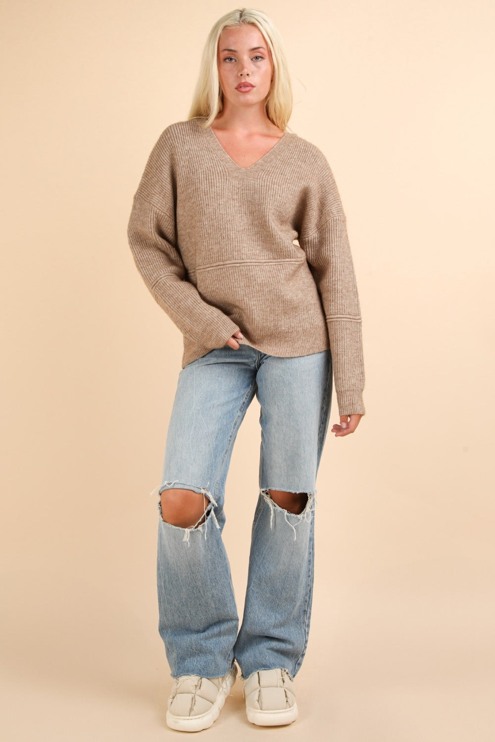VERY J Seam Detail Drop Shoulder Hooded Sweater - The Daily Makeover