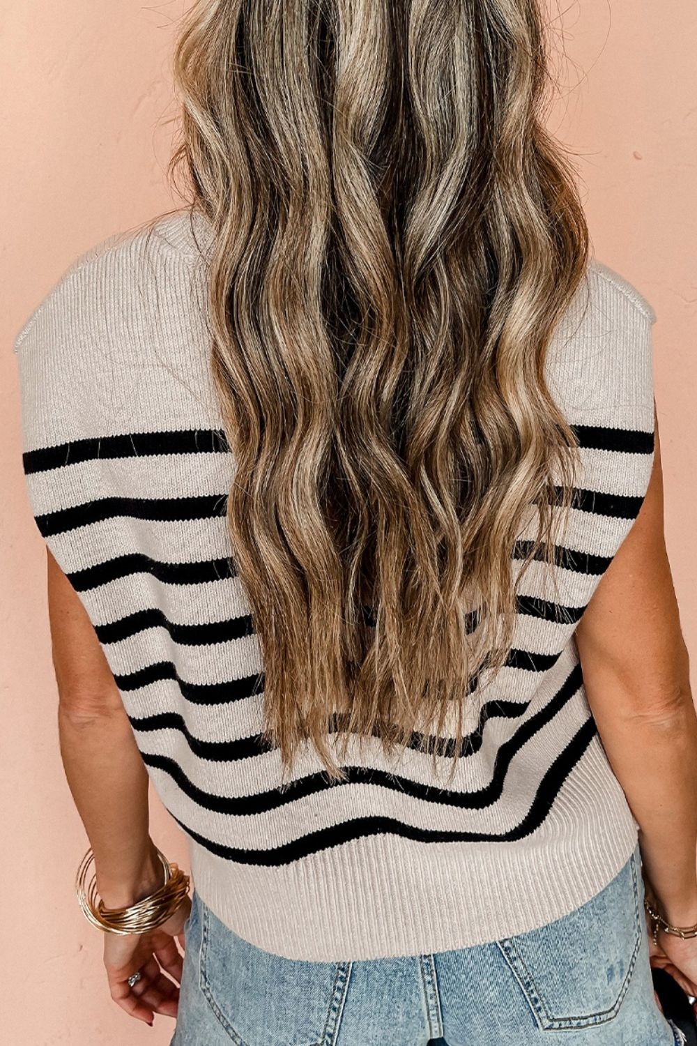 Striped Round Neck Knit Vest - The Daily Makeover