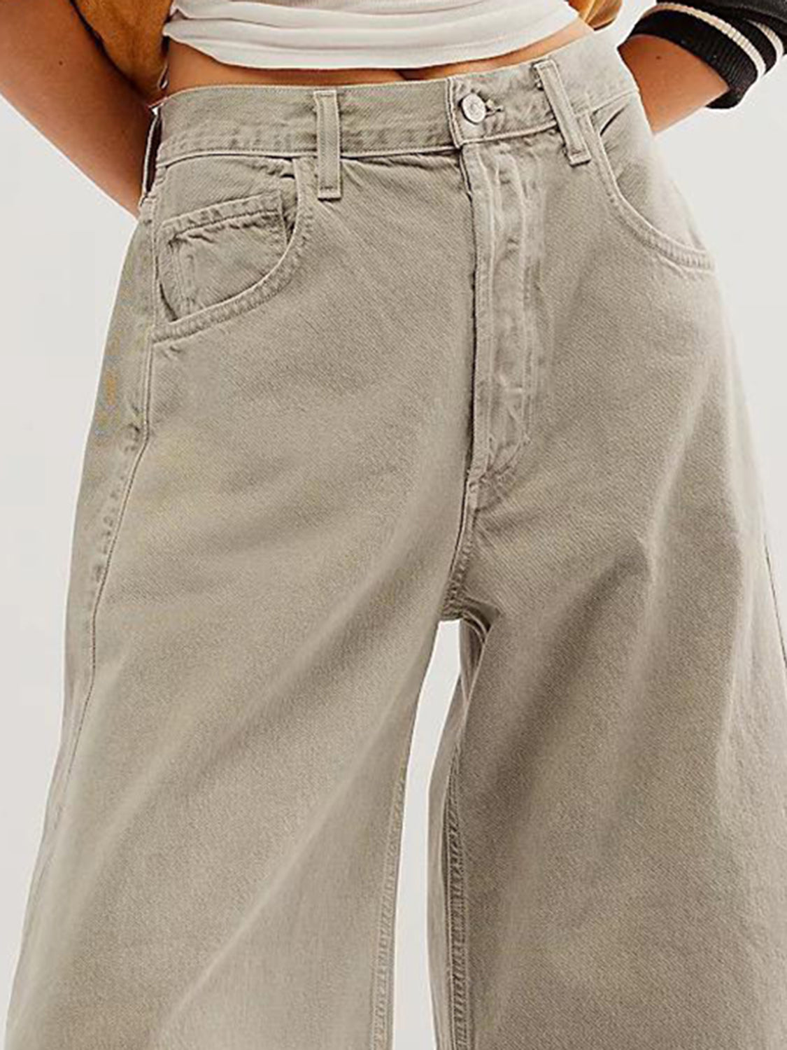 Raw Hem Wide Leg Jeans with Pockets - The Daily Makeover