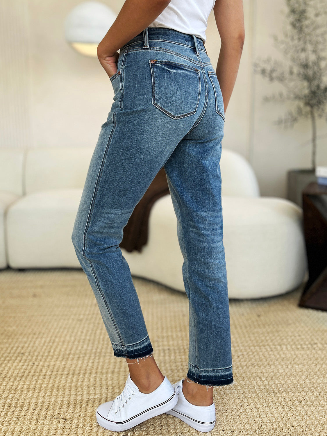 Judy Blue Full Size Mid Rise Rigid Magic Release Hem Jeans - The Daily Makeover