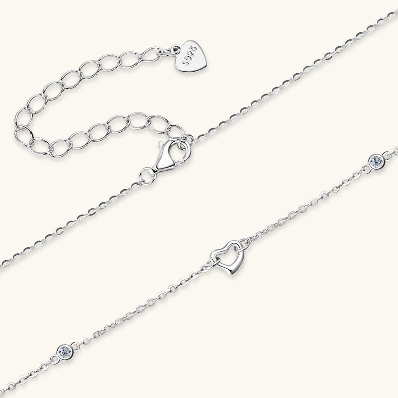 Moissanite 925 Sterling Silver Heart Necklace - The Daily Makeover