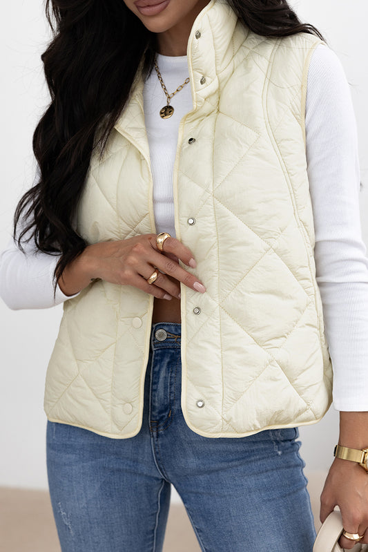 Snap Down Texture Vest Coat with Pockets - The Daily Makeover