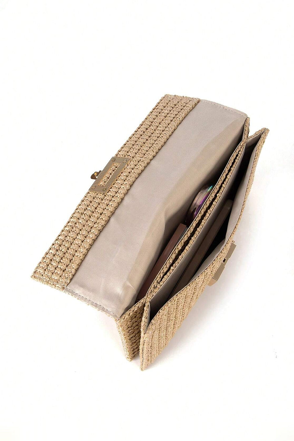 Beige Minimalist Braided Flap Chain Strap Shoulder Bag - The Daily Makeover