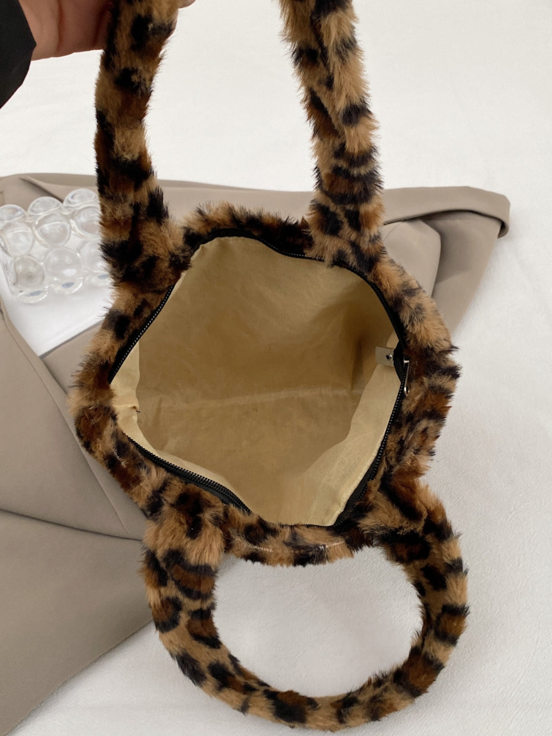 Leopard Fluff Handbag with Zip - The Daily Makeover