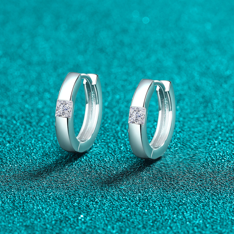 925 Sterling Silver Moissanite Huggie Earrings - The Daily Makeover