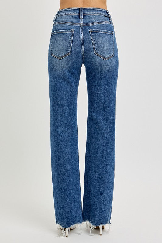 RISEN Tummy Control High Rise Raw Cut Jeans - The Daily Makeover
