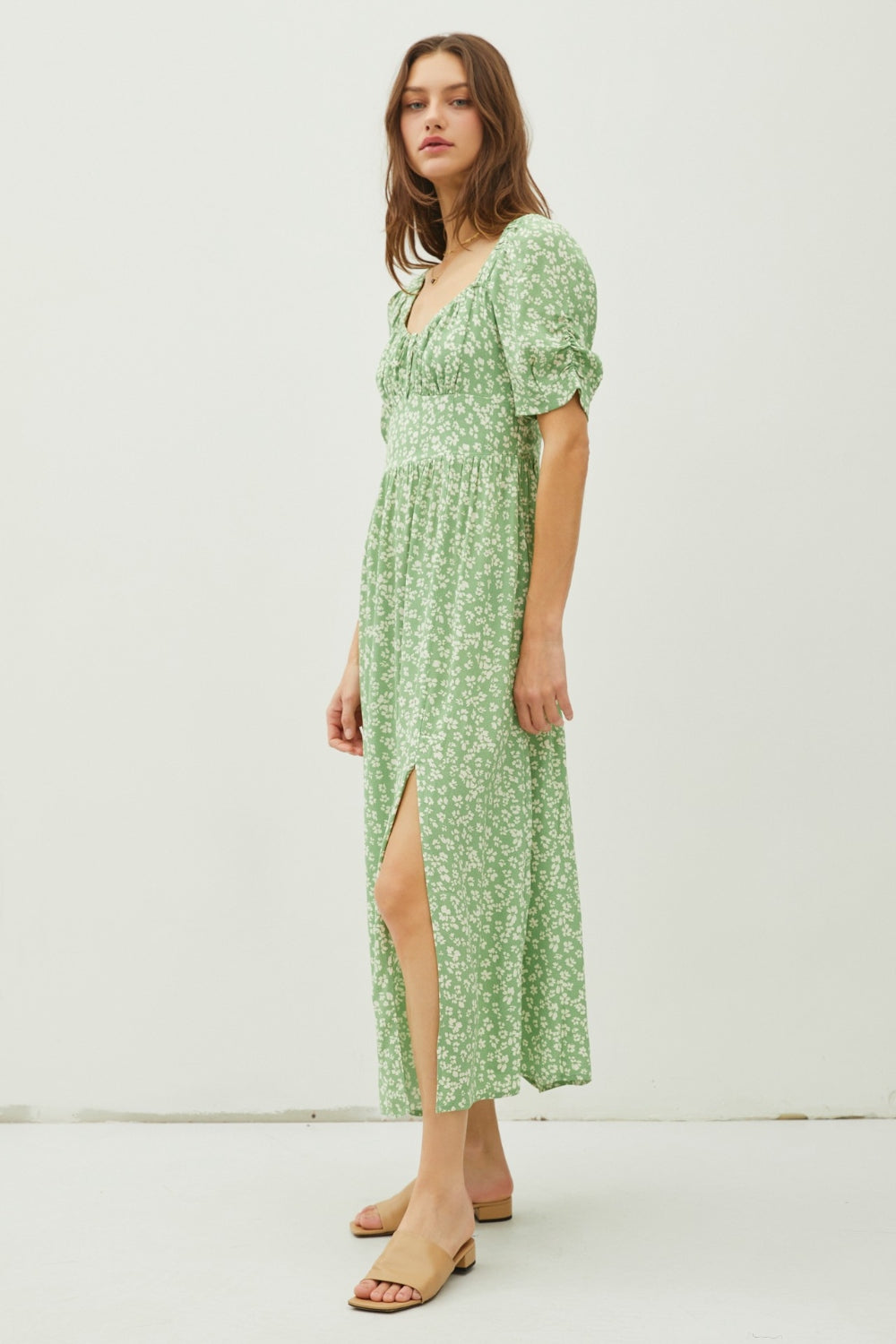 Be Cool Floral Smocked Back Slit Dress - The Daily Makeover