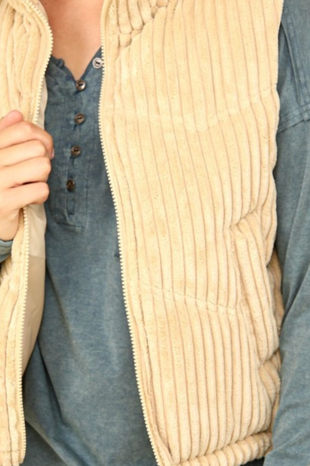 VERY J Zip Up Padded Corduroy Puffer Vest - The Daily Makeover