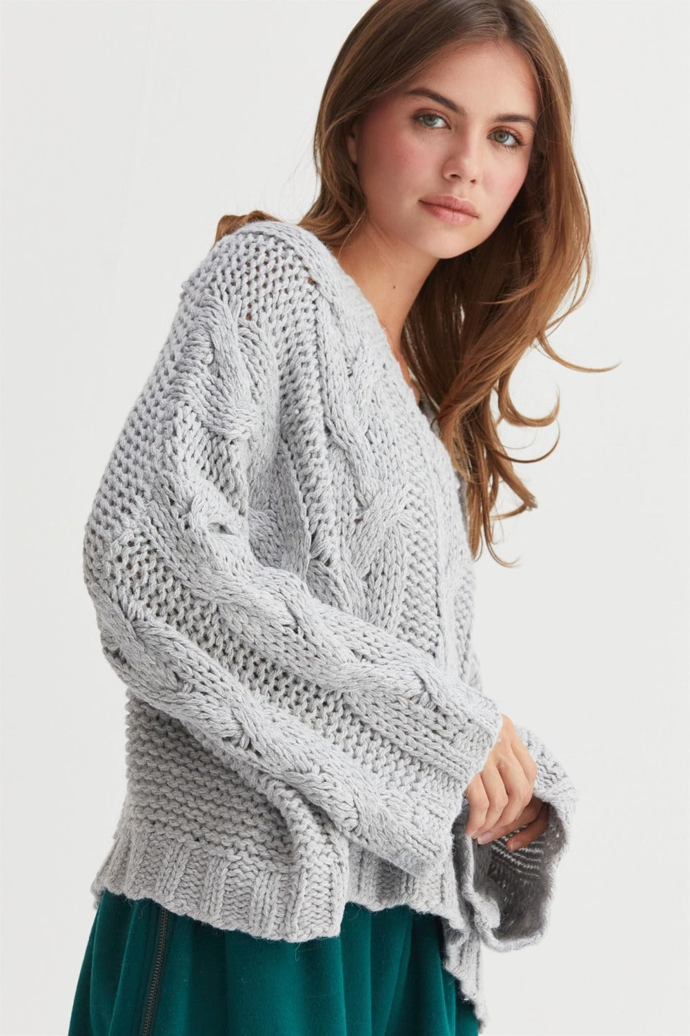 HYFVE Cable Knit V-Neck Sweater - The Daily Makeover
