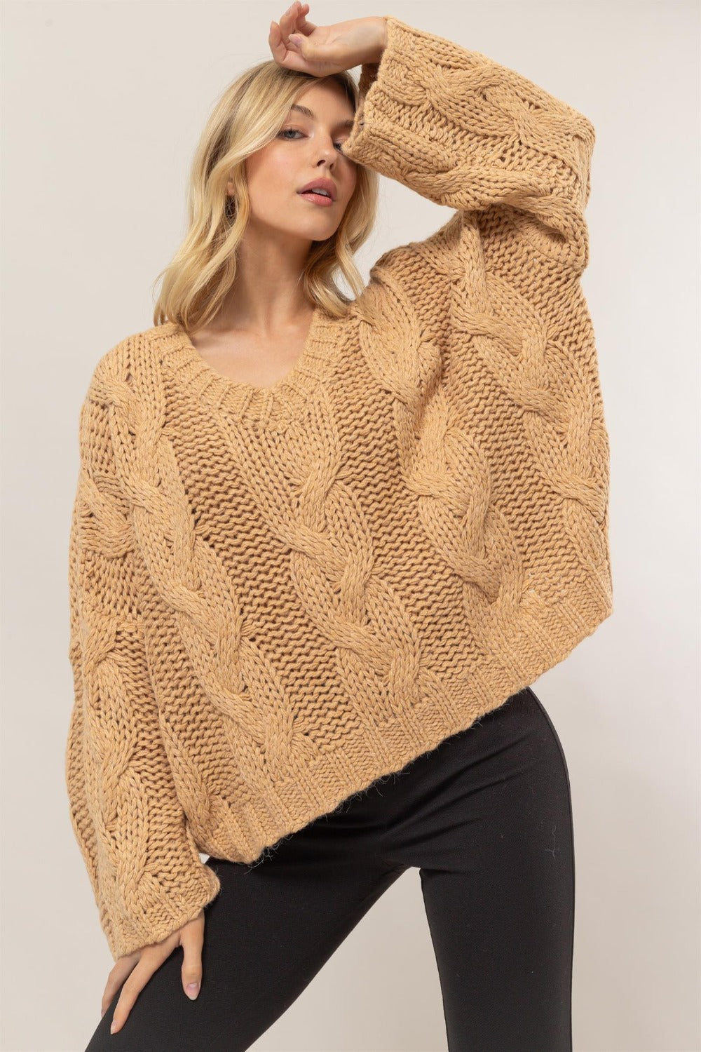 HYFVE Cable Knit V-Neck Sweater - The Daily Makeover