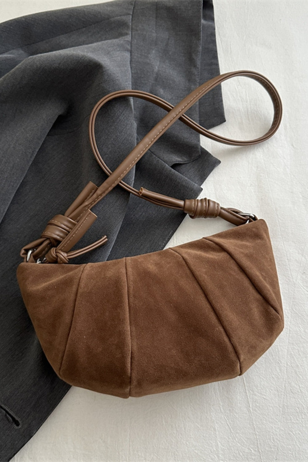 Suede Croissant Shape Shoulder Bag - The Daily Makeover