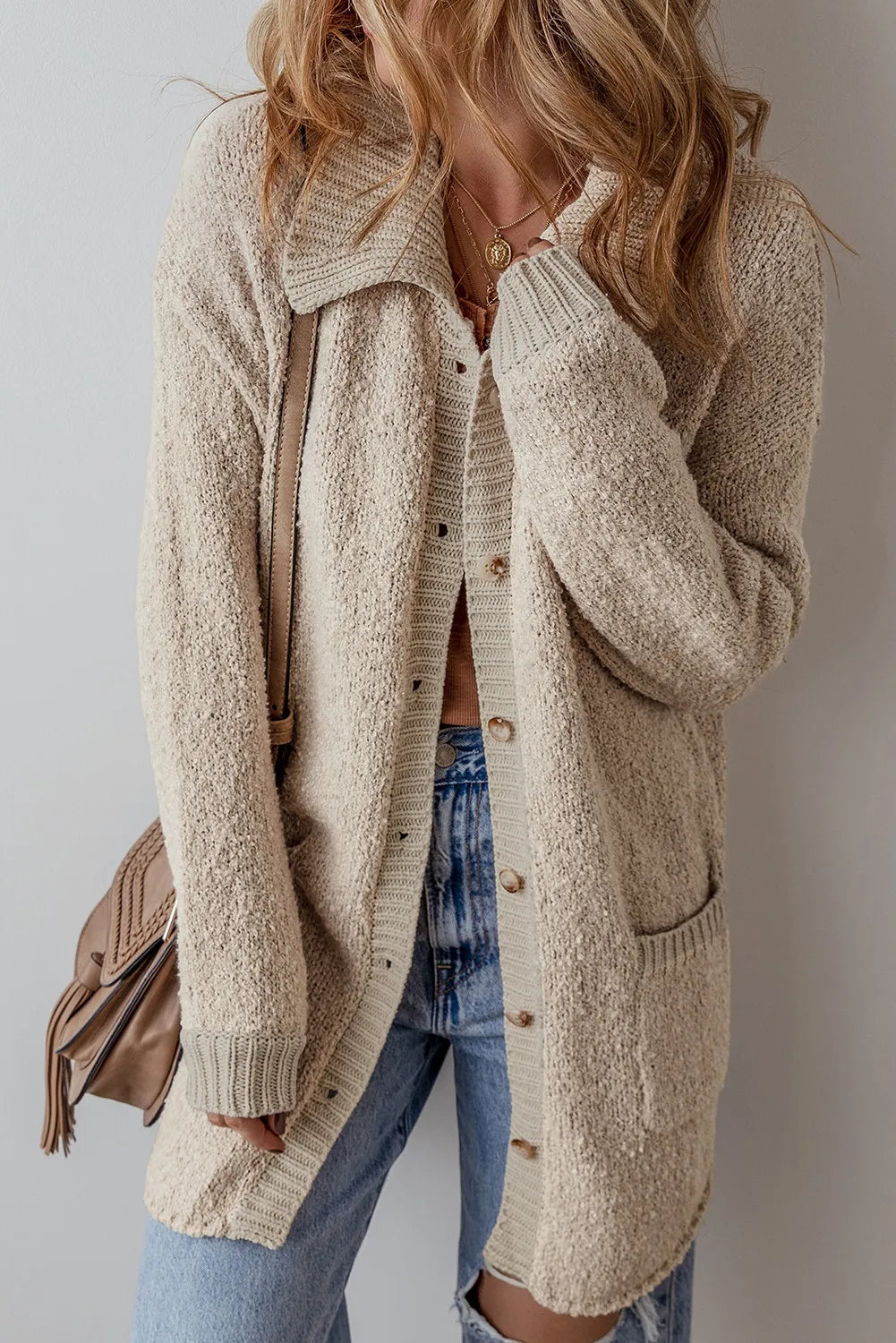 Pocketed Button Up Long Sleeve Cardigan - The Daily Makeover