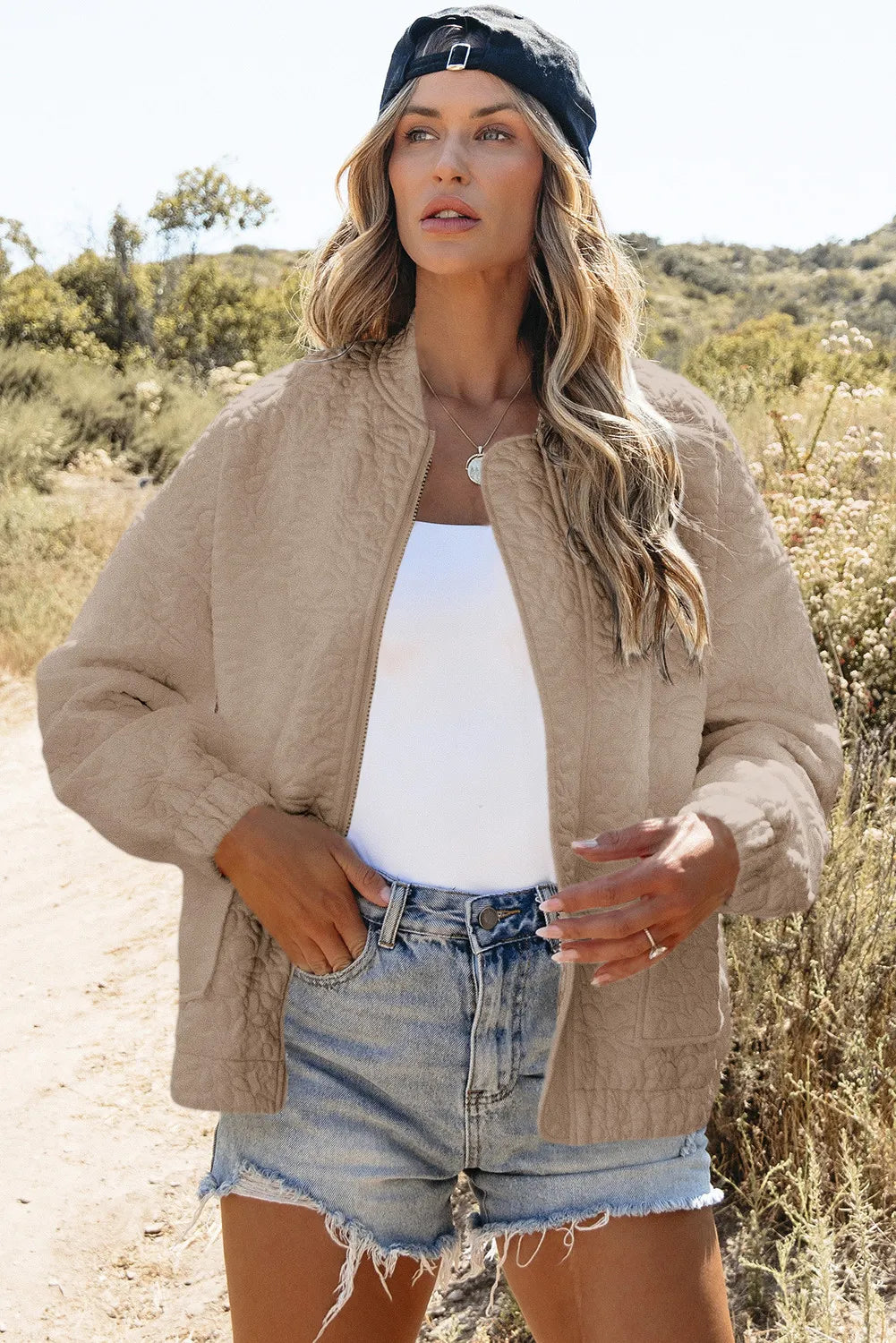 Baseball Collar Floral Quilted Jacket - The Daily Makeover
