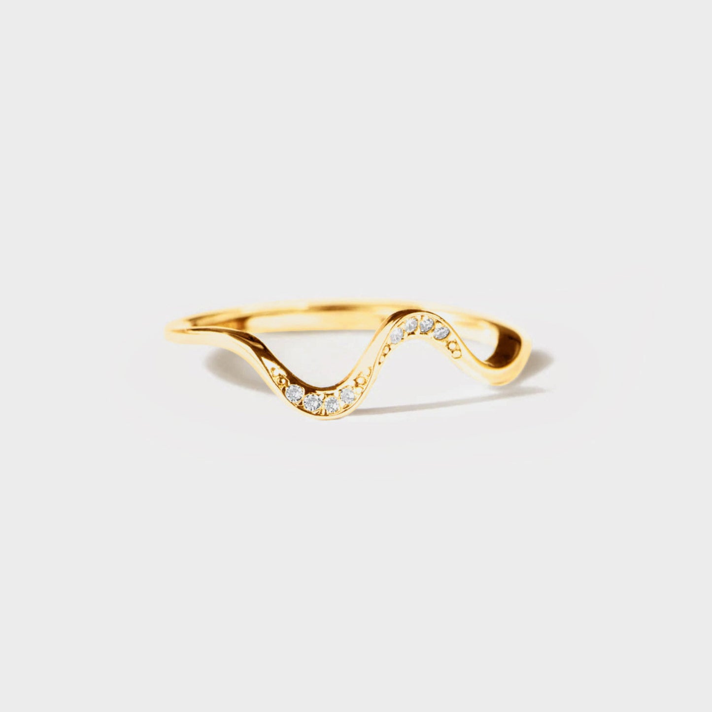 925 Sterling Silver Inlaid Zircon Wave Shape Ring - The Daily Makeover