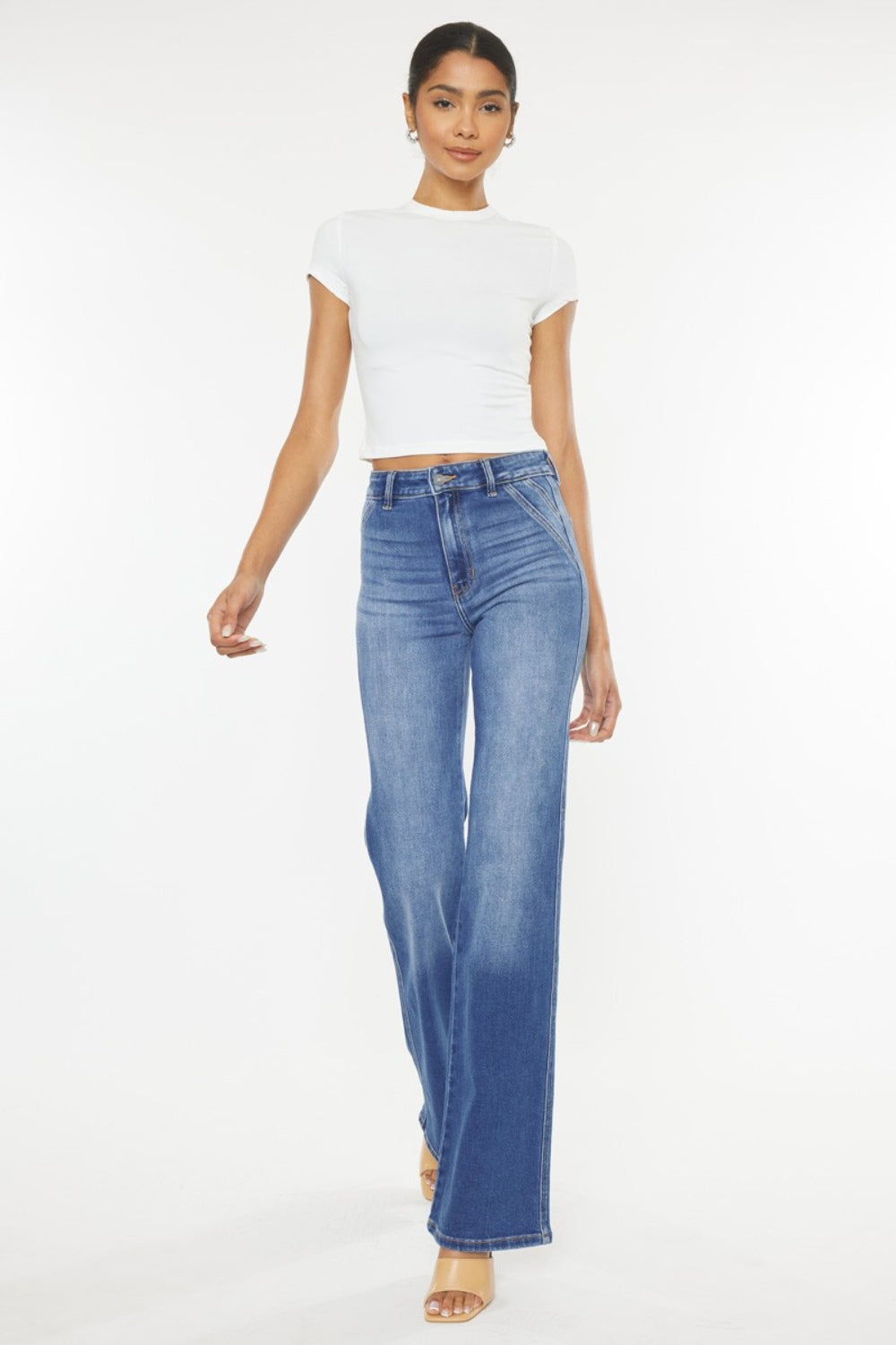 Kancan Ultra High Waist Gradient Flare Jeans - The Daily Makeover
