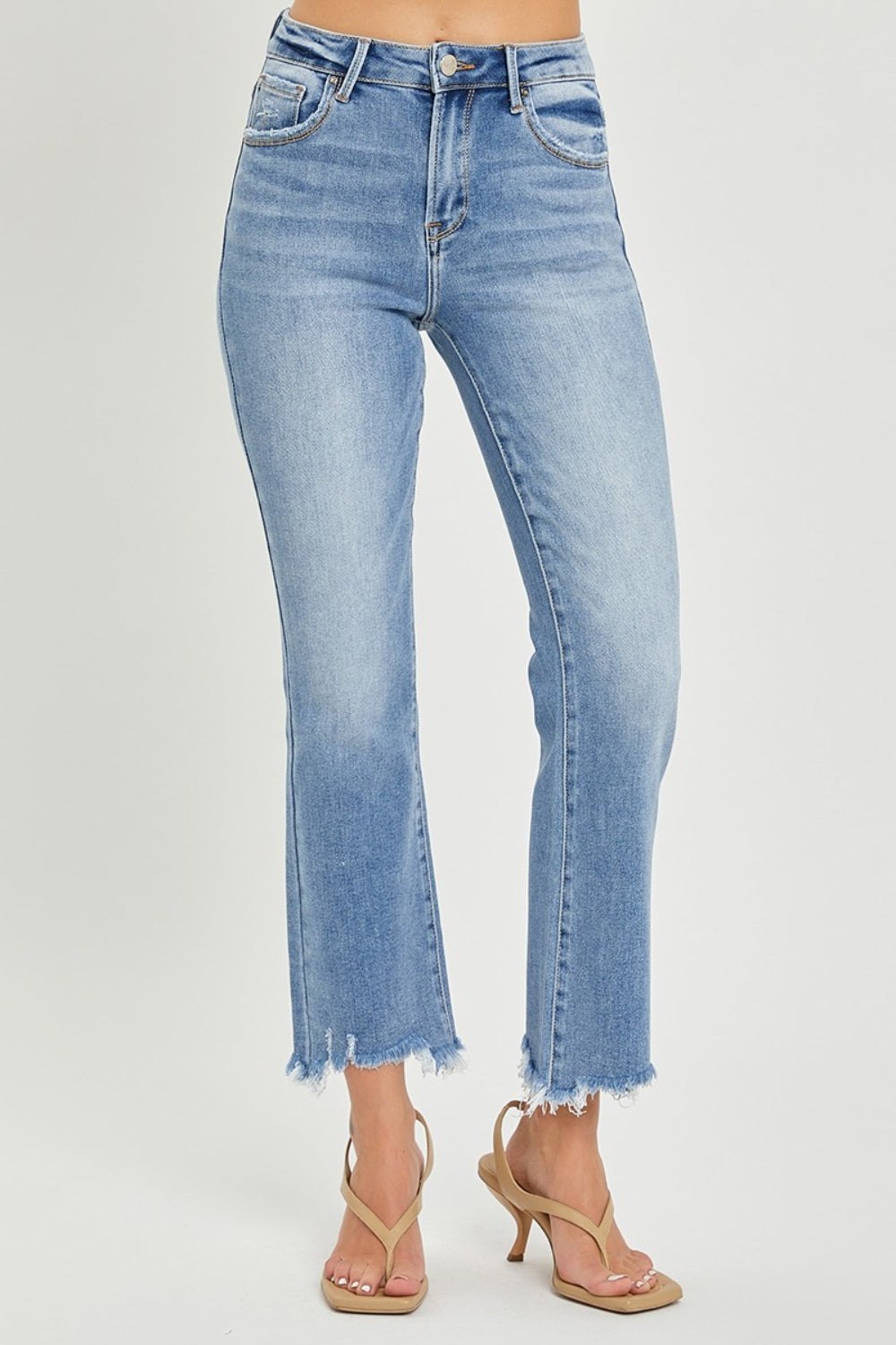 Full Size Frayed Hem Cropped Straight Jeans - The Daily Makeover