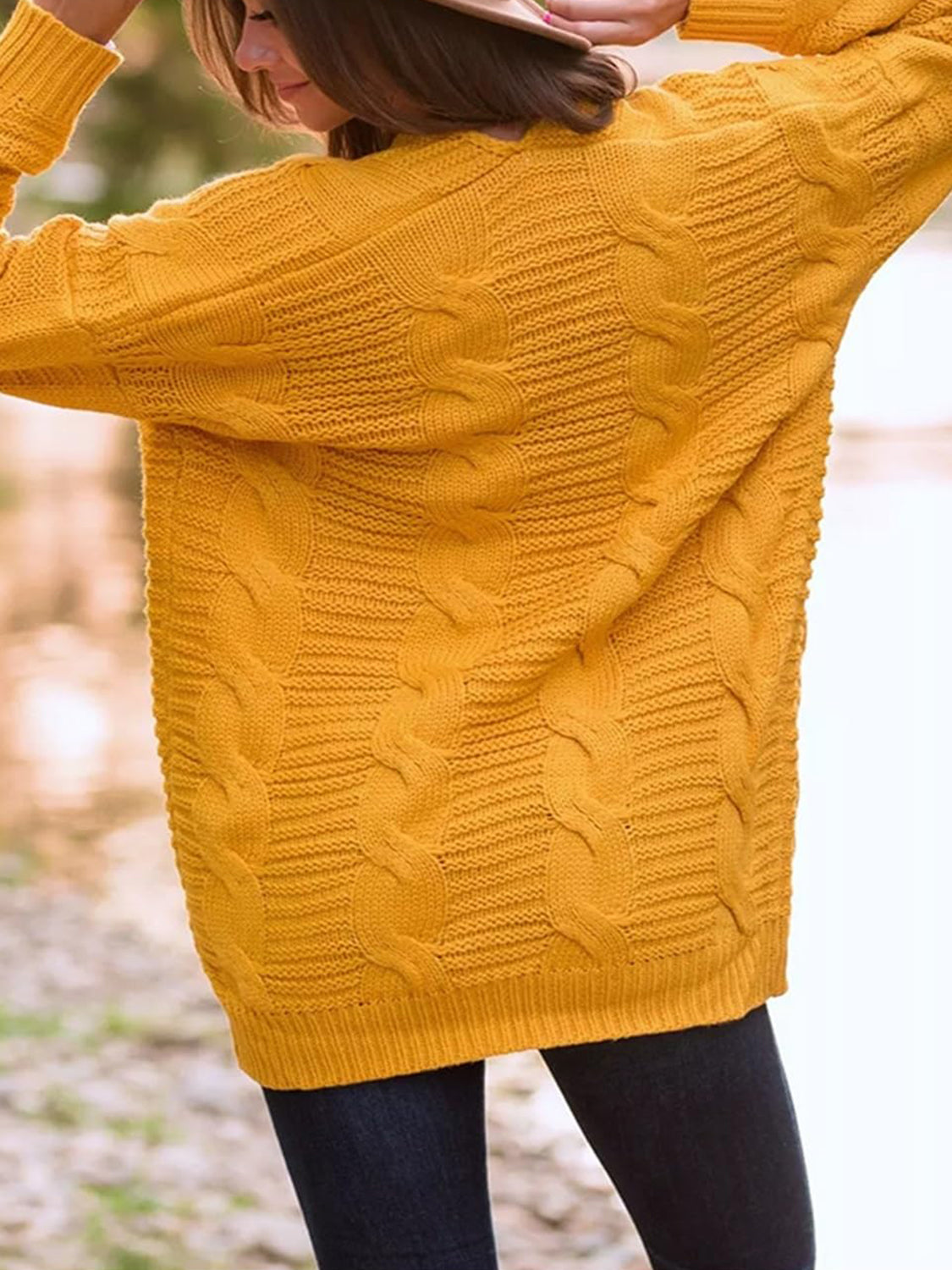 Cable-Knit Open Front Long Sleeve Cardigan - The Daily Makeover