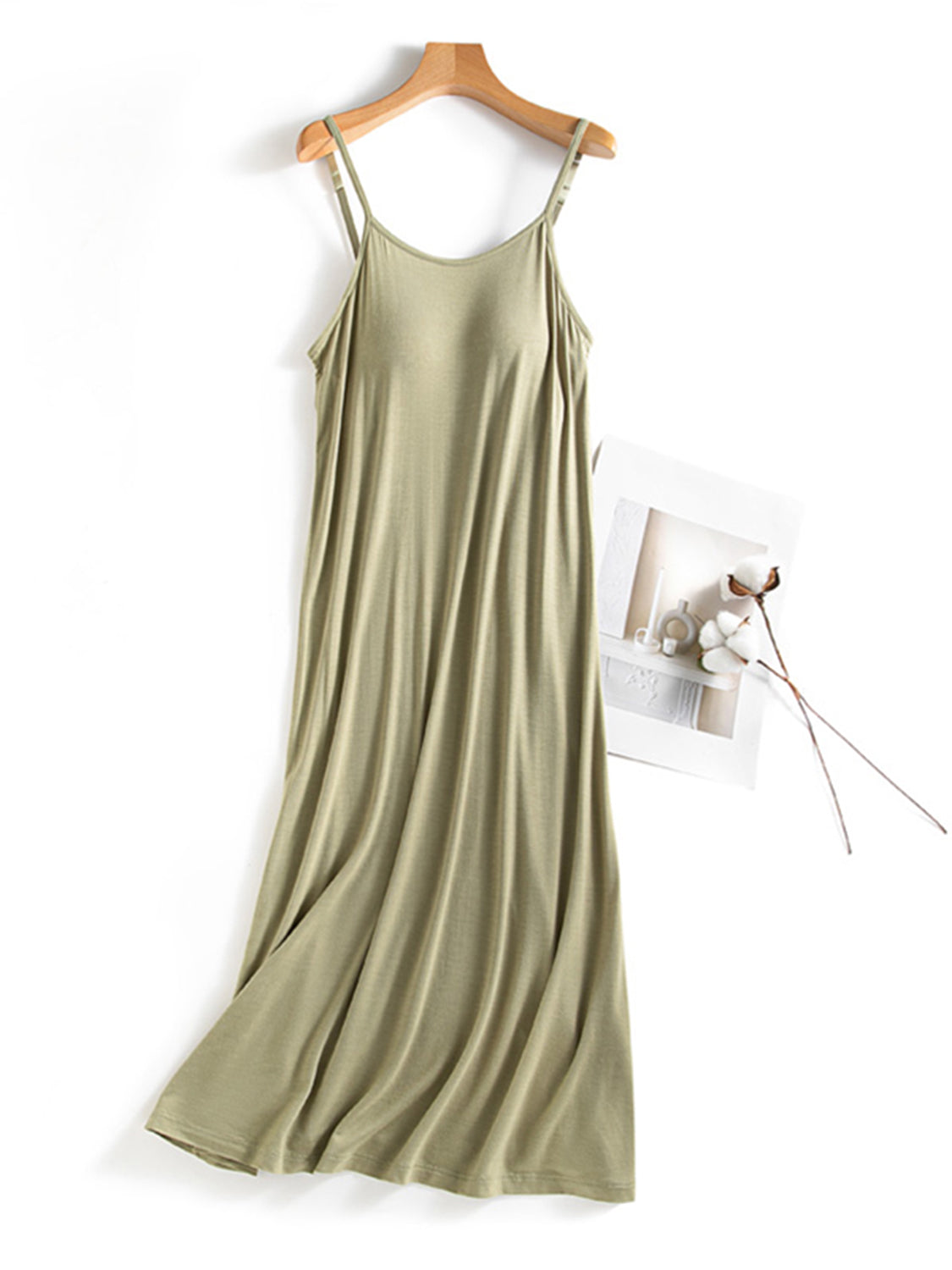 Scoop Neck Midi Cami Dress with Bra - The Daily Makeover
