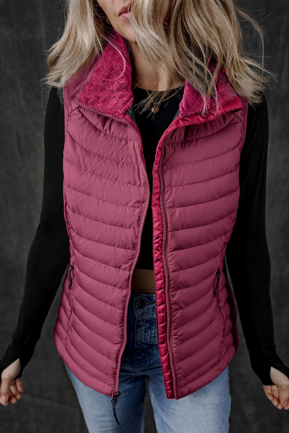 Pocketed Zip Up Vest Coat - The Daily Makeover