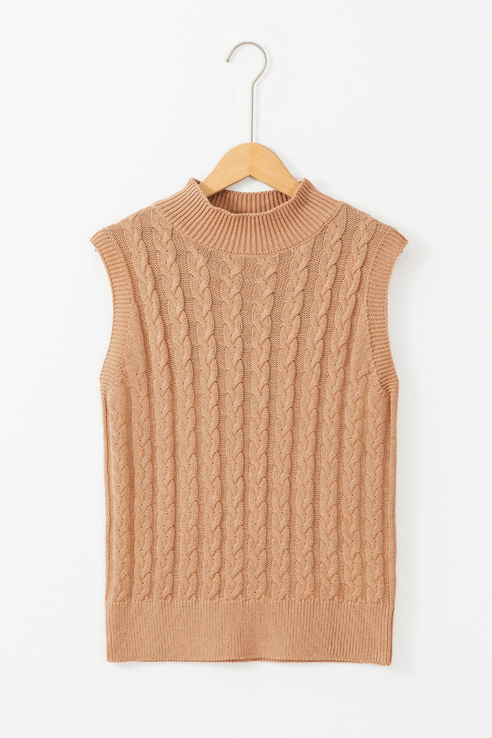 Cable-Knit Mock Neck Sweater Vest - The Daily Makeover