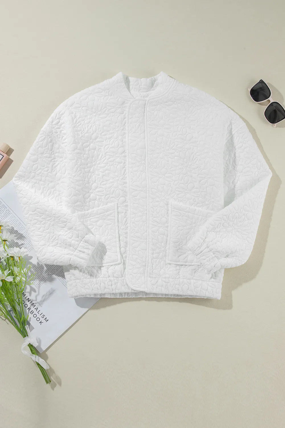 Baseball Collar Floral Quilted Jacket - The Daily Makeover