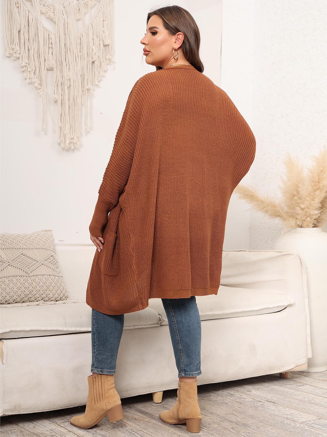 Plus Size Open Front Cardigan With Pockets - The Daily Makeover