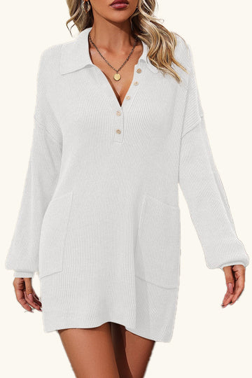 Johnny Collar Drop Shoulder Sweater Dress