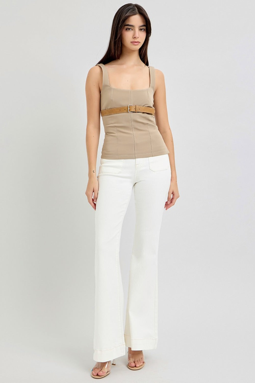RISEN Full Size High Rise Front Patch Pocket Flare Jeans - The Daily Makeover