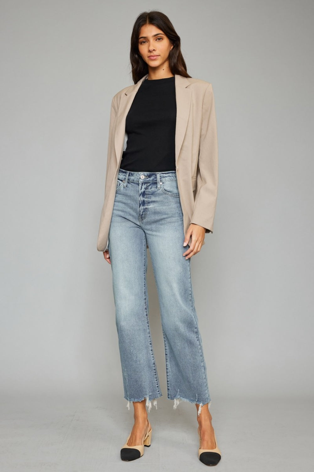 Kancan High Waist Raw Hem Cropped Wide Leg Jeans - The Daily Makeover