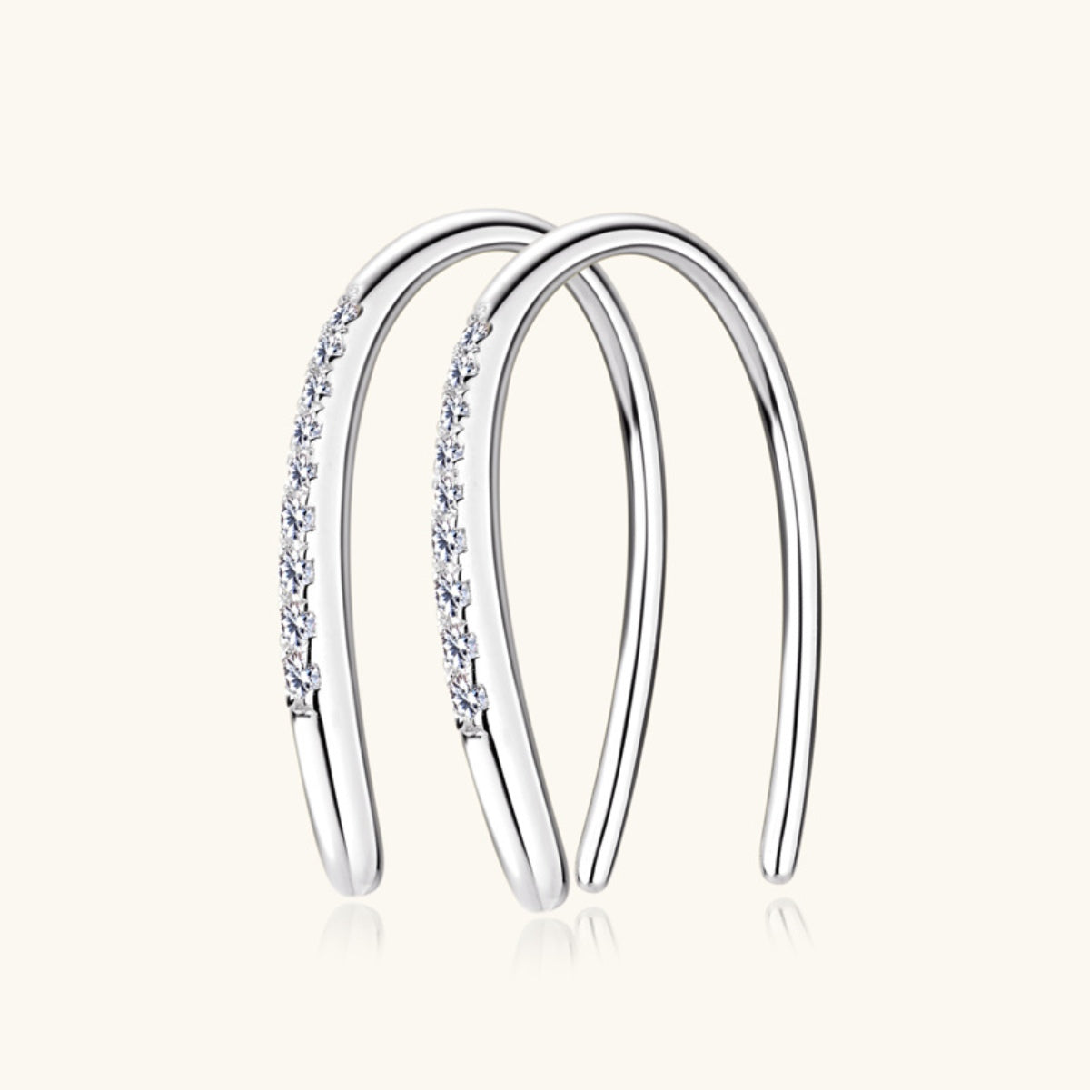 Moissanite 925 Sterling Silver U Shape Earrings - The Daily Makeover