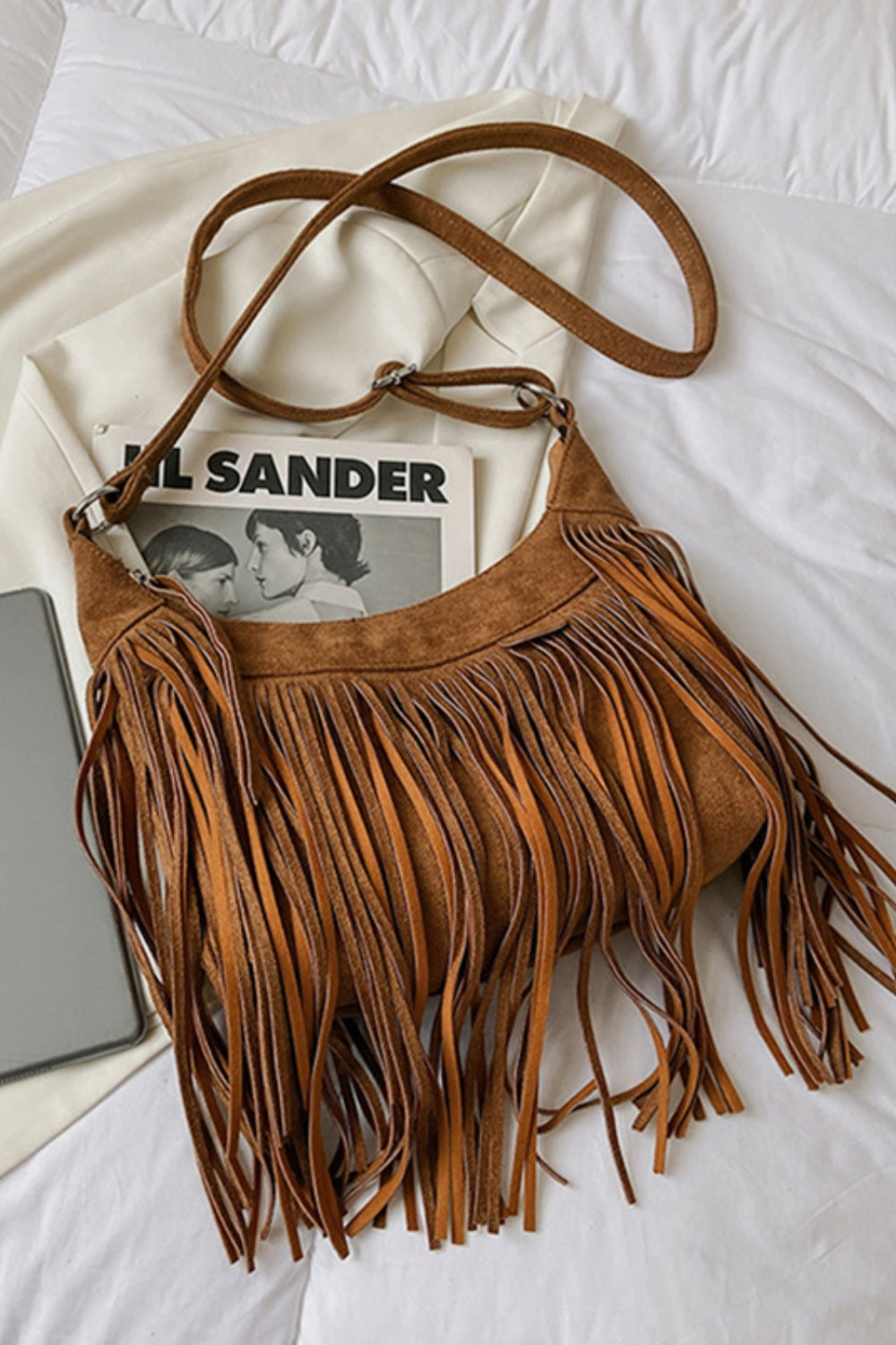 Suede Fringe Adjustable Strap Shoulder Bag - The Daily Makeover